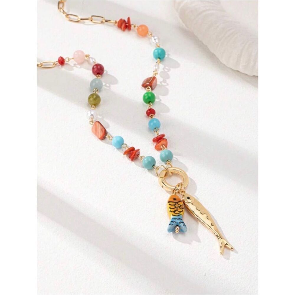 Multicolor Fish Charm Necklace A1848